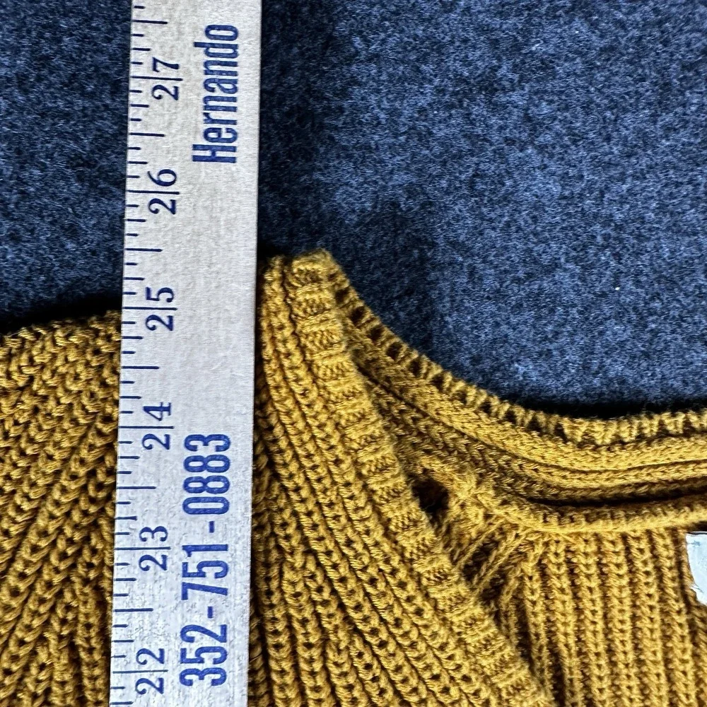J. Crew Cotton V-neck Tunic Sweater Women's Size Large Mustard Yellow Minimalist